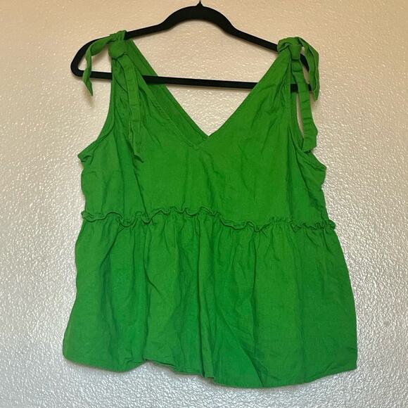 Who What Wear Green peplum linen blend Tank Top Size x-large - Picture 2 of 7
